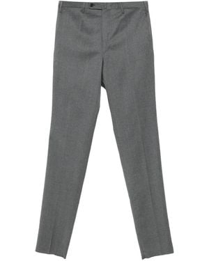 Incotex Pantalones Rectos De Lana Con Pinzas - Gris