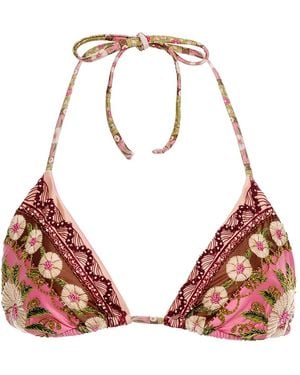 Agua Bendita Beaded-Embroidered Bikini Top