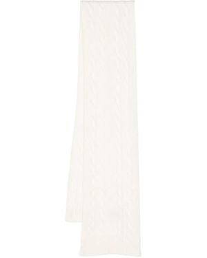 N.Peal Cashmere Cable-Knit Cashmere Scarf - White