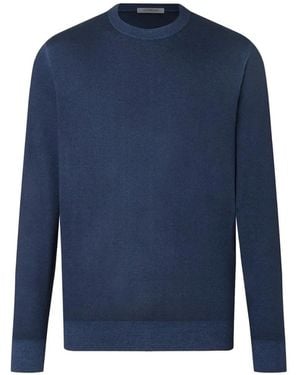 Corneliani Pull Côtelé À Col Ras Du Cou - Blue