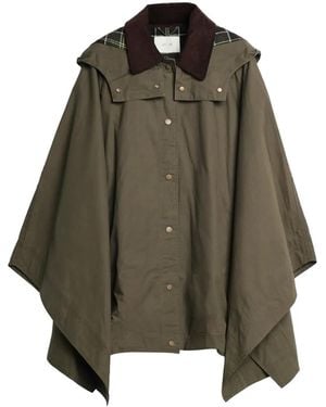 ViCOLO Hooded Check-Collar Cape Coat - Brown