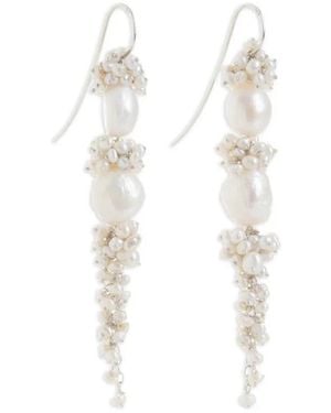 freya rose Baroque Pearl Long Drops Earrings - White