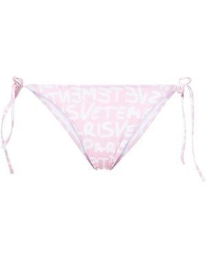 Vetements Logo-Print Bikini Bottoms - Pink