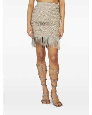 Isa Boulder Finged-Hem Mini Skirt - Natural