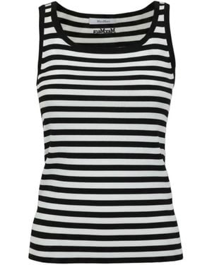 Max Mara Striped Ribbed-Knit Top - Black