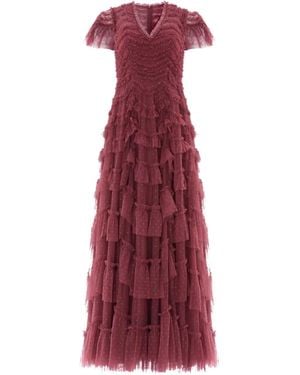 Needle & Thread Robe Longue Aviana À Col V - Rouge