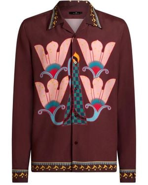 Etro Placed-Print Long-Sleeve Shirt - Red