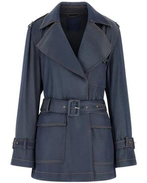 Guess Denim Short Trench Coat - Blue