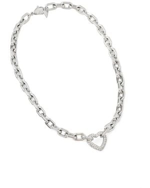 Guess Collar Beloved Con Corazón Con Detalles De Cristal - Blanco