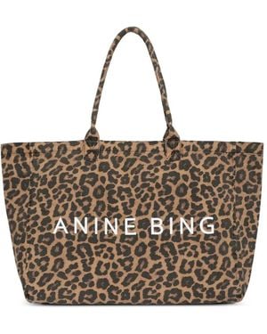 Anine Bing Bolso shopper con estampado de leopardo - Marrón