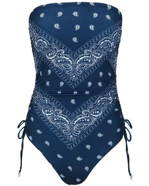 DAZE DAYZ Bandana Blues Tube Strapless Swimsuit