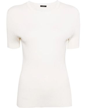 JOSEPH Short Sleeve Satin Ribbed T-Shirt - White
