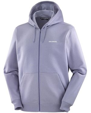 Salomon Zip-Up Logo-Detailed Hoodie - Blue