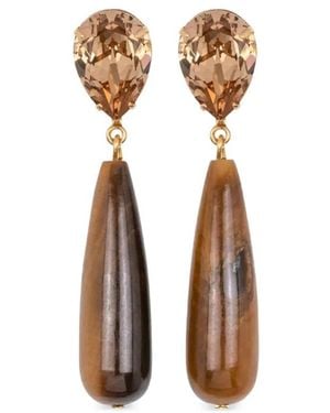 Jennifer Behr Boucles D'Oreilles Caroline Pendantes Serties De Cristaux - Métallisé