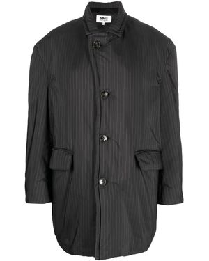 MM6 by Maison Margiela Pinstripe Button-Fastening Jacket - Black