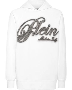 Philipp Plein Rhinestone-Embellished Hoodie - White