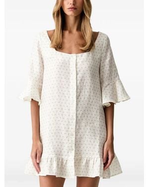 Sleeper Vestido Corto Con Motivo Floral - Blanco