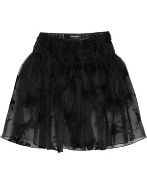 PAULINE DUJANCOURT Floral-Print Ruffled Midi Skirt - Black