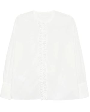 Susanne Bommer Ruffled-Trim Long-Sleeve Shirt - White