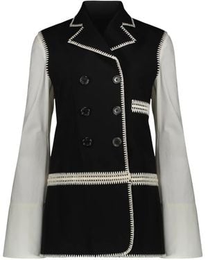 Ellery Double-Breasted Removable-Sleeve Jacket - Black