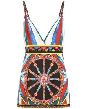 Dolce & Gabbana Carretto-Print Fabric Short Dress - Red