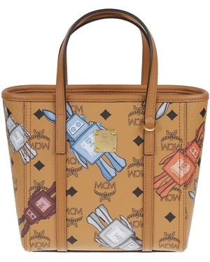 MCM Mini Toni Robot-Motif Tote Bag - Natural