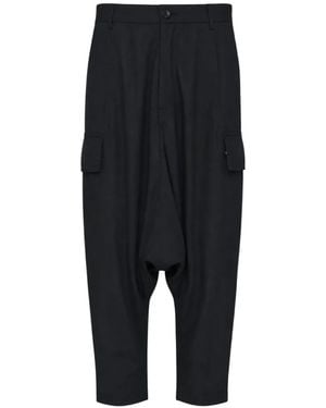 Comme des Garçons Pinstripe-Pattern Drop-Crotch Cargo Pants - Black
