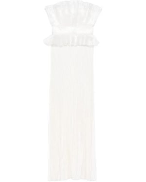 L'idée Masquerade Ruffled-Pleated Maxi Dress - White