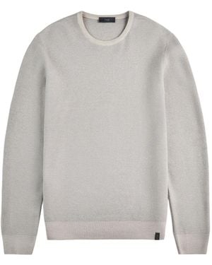 Fay Pull Maille Abeille À Col Rond - Gris