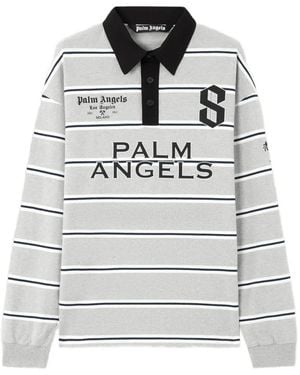 Palm Angels Palm Sport Stripes-Pattern Polo Shirt - Grey