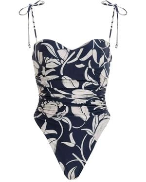 Agua Bendita Maillot De Bain À Fleurs - Bleu