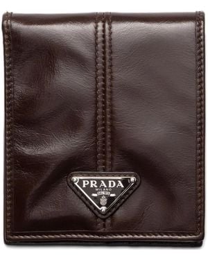 Prada Logo-Plaque Leather Wallet - Brown