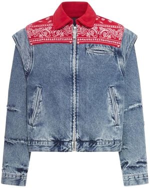 PDF Bandana-Panel Denim Jacket - Blue