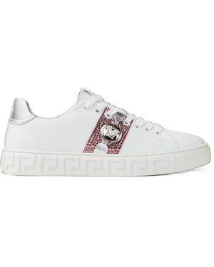 Versace Greca Embellished Sneakers - White