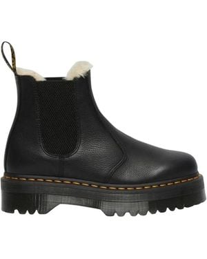 Dr. Martens Fur Lined Platform Chelsea Boots - Black