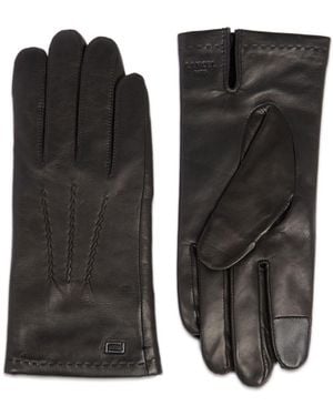 Lancel Sellier Logo-Stamp Lather Gloves - Black