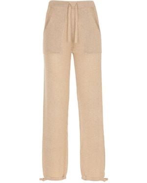 Kangra Lurex-Effect Elastic-Waist Trousers - Natural