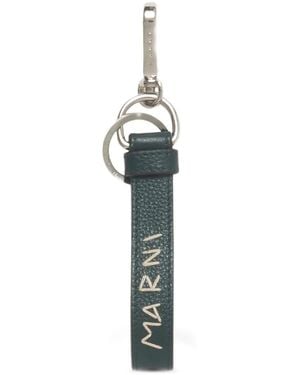 Marni Llavero de piel Carabiner con mosquetón - Azul