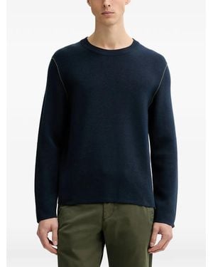 Marc O' Polo Round-Neck Stitching Knitwear - Blue