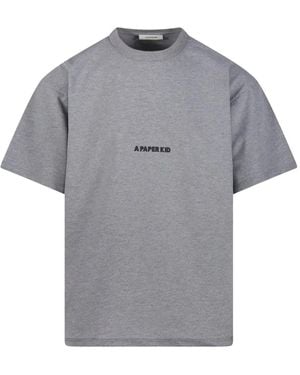 A PAPER KID Logo-Embroidered T-Shirt - Gray