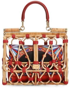 Dolce & Gabbana Borsa A Mano Sicily Con Ricamo - Rosso