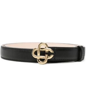 CASABLANCA Ceinture En Cuir À Boucle Logo - White