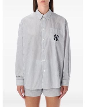 Sporty & Rich Yankees Serif Striped Shirt - Grey
