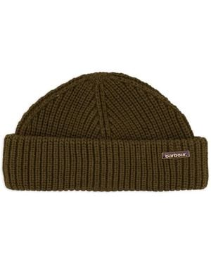 Barbour Ribbed Logo-Detail Beanie - Brown