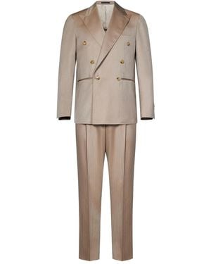 Franzese Collection Double-Breasted Wool Suit - Natural