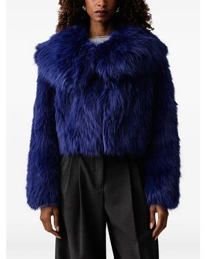 Patrizia Pepe Faux-Fur Shawl-Collar Jacket - Blue