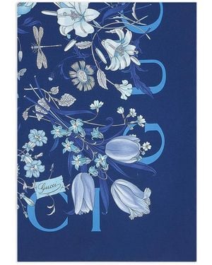 Gucci Sjaal Met Bloemenprint - Blauw