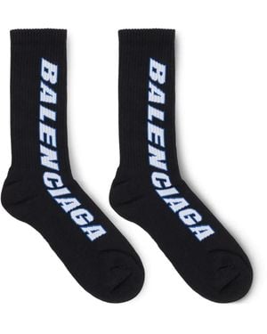 Balenciaga Calzini Con Logo Tilted Typo - Nero