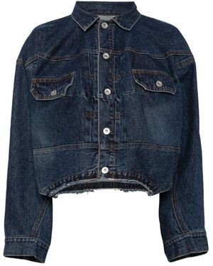 Sacai カットオフエッジ デニムジャケット - ブルー