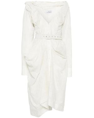 Vivienne Westwood Ruffled Detachable Belt Shirt Dress - White